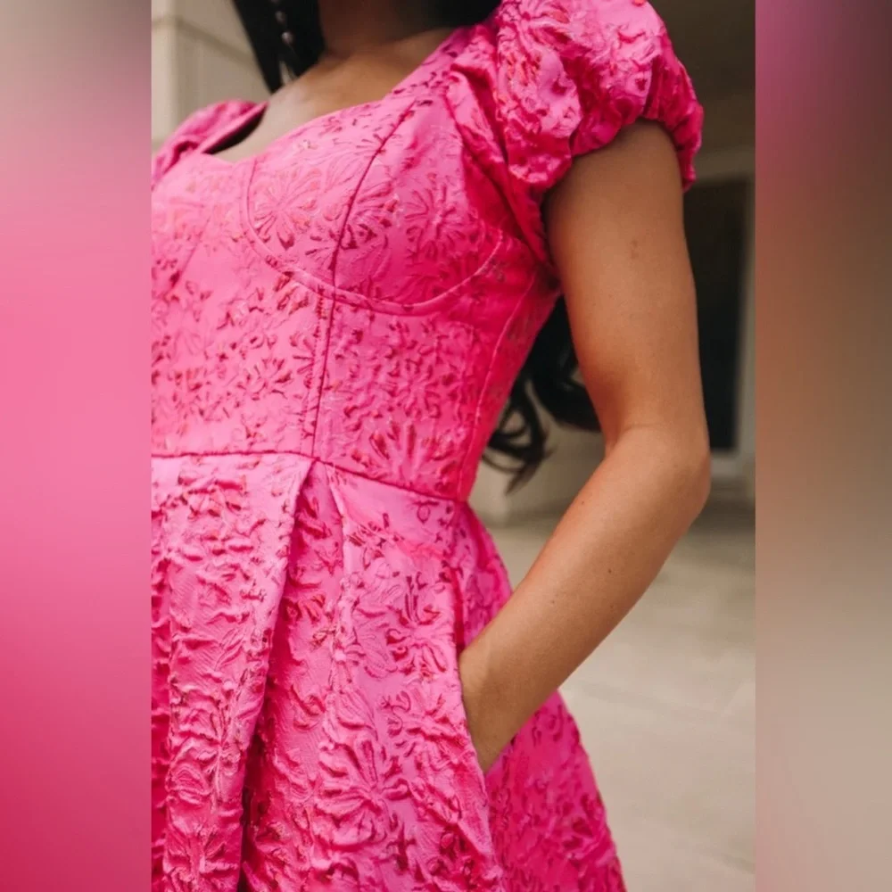 Ivy city dress PORTIA PINK JACQUARD - Picture 4 of 5